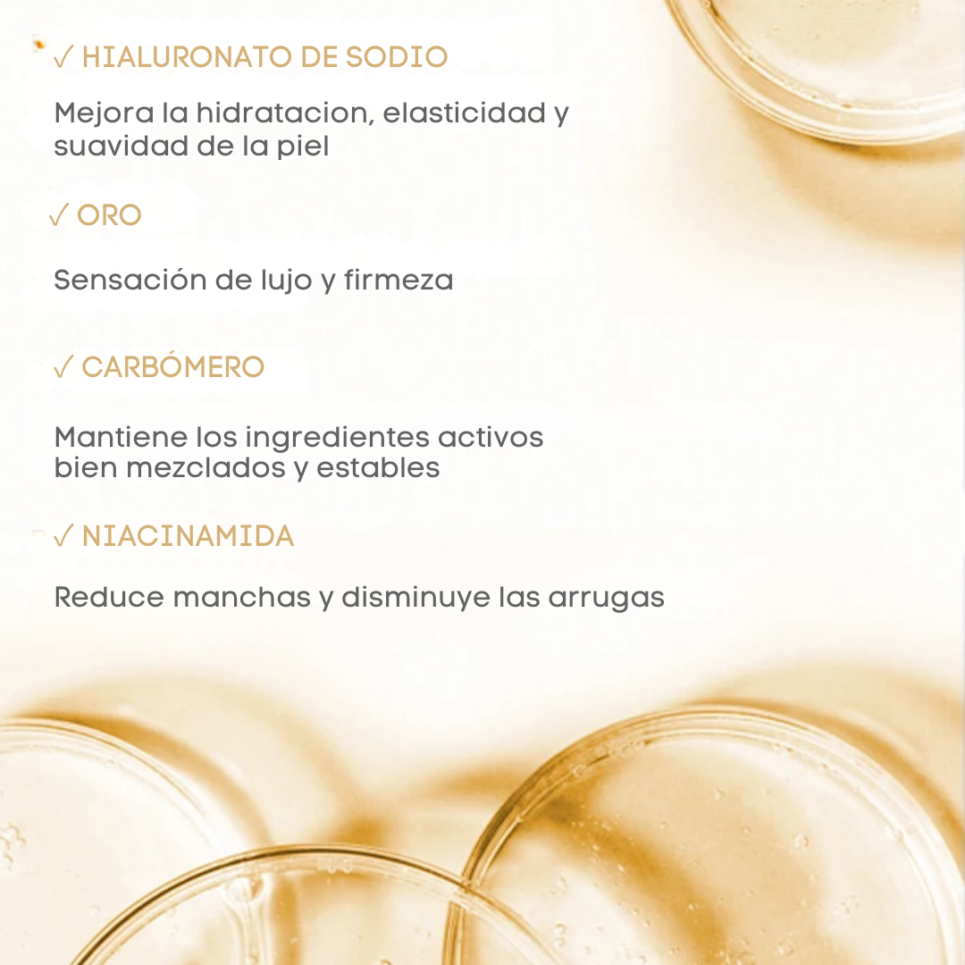 Serum facial de colageno, Oro 24k con acido hialurónico